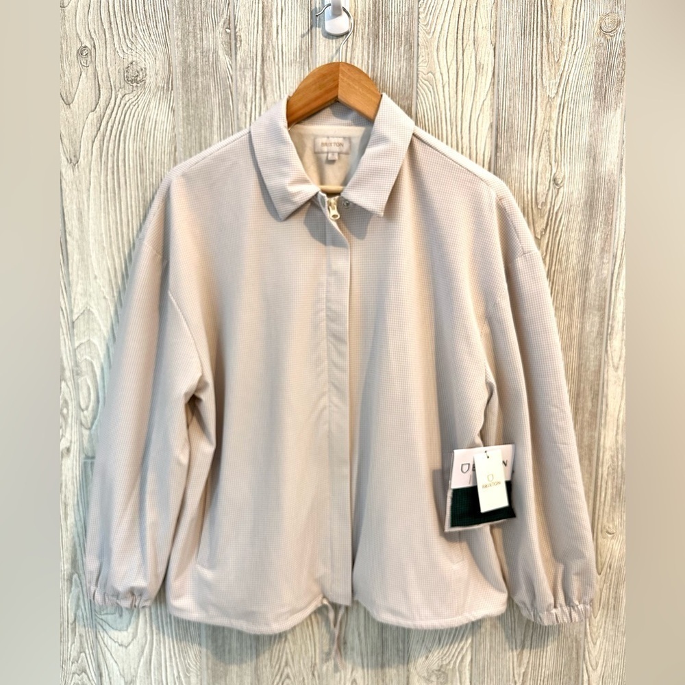 NEW! BRIXTON BEIGE GINGHAM LEEDS Jacket Womens Size Small Oversized NWT - Picture 3 of 16